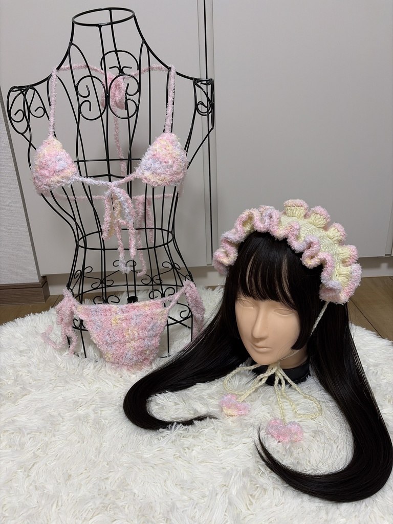 毛糸ビキニ もこもこぴんく