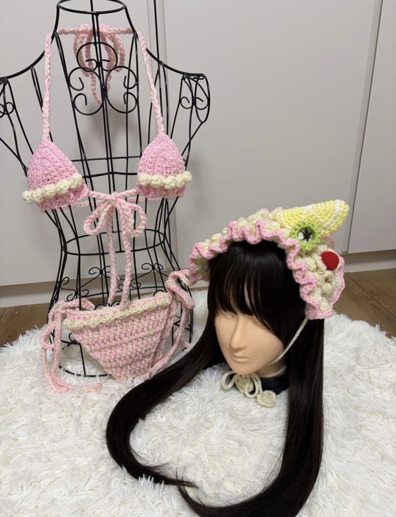 毛糸ビキニ スイーツ ピンク