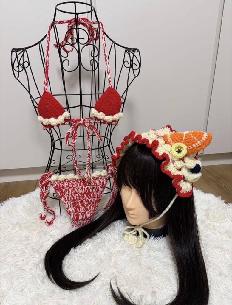 毛糸ビキニ スイーツ レッド