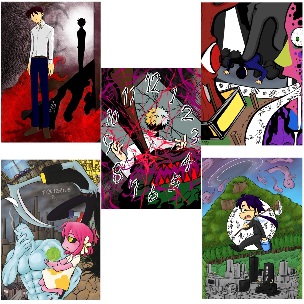 展示会で出展したイラスト+描き下ろしイラストポストカード15種類入り