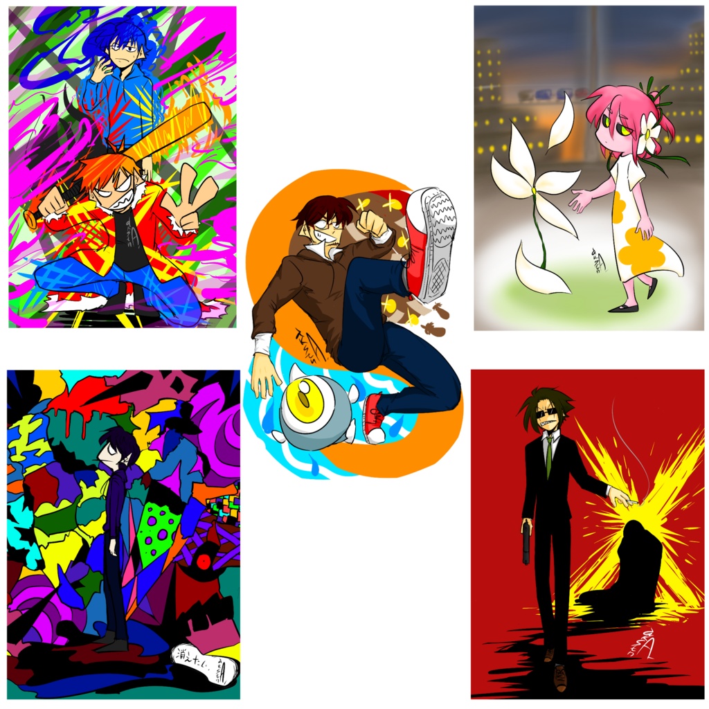 展示会で出展したイラスト+描き下ろしイラストポストカード15種類入り