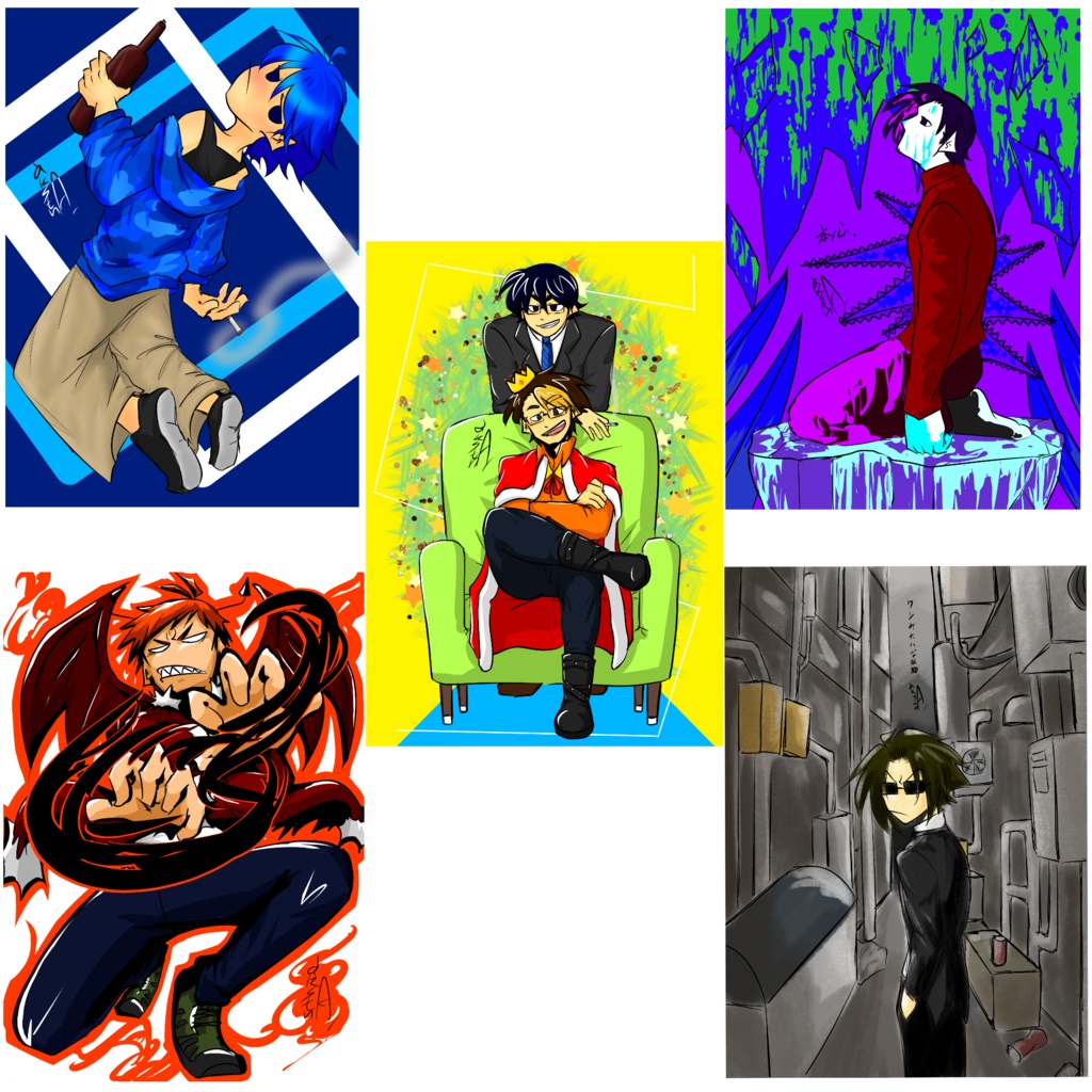 展示会で出展したイラスト+描き下ろしイラストポストカード15種類入り