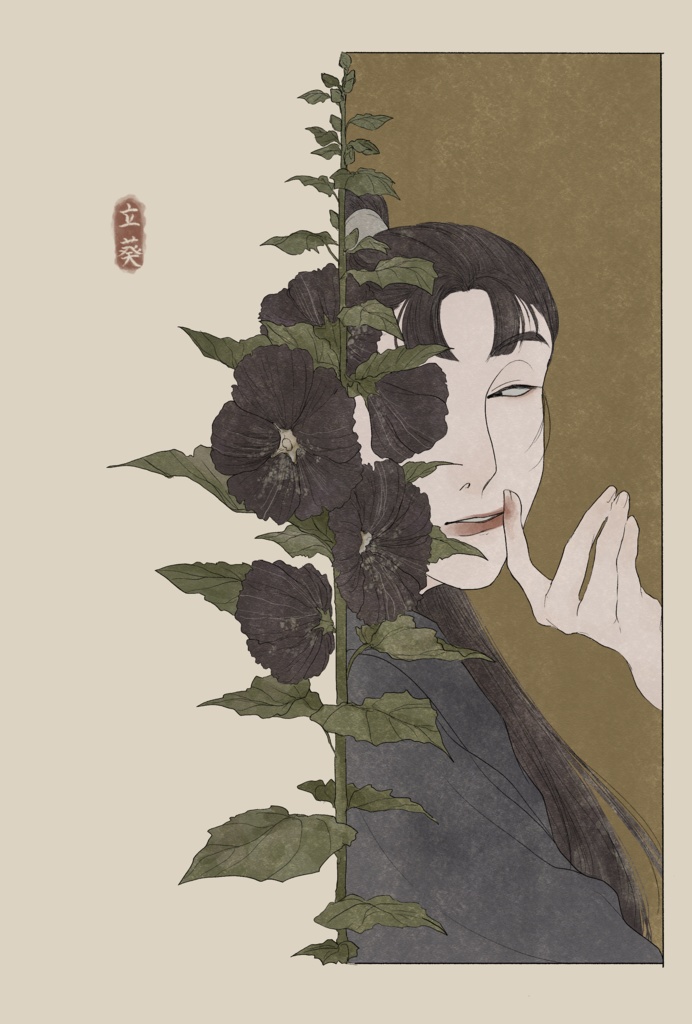 ポストカード　六年生と花