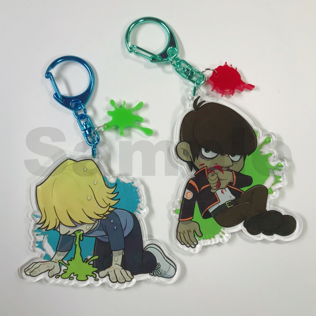 アクリルキーホルダー 鼻血マイク/嘔吐チャック