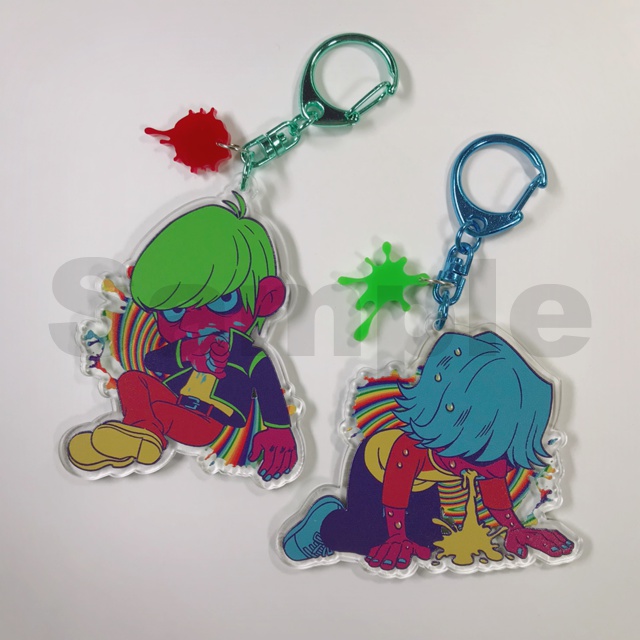 アクリルキーホルダー 鼻血マイク/嘔吐チャック