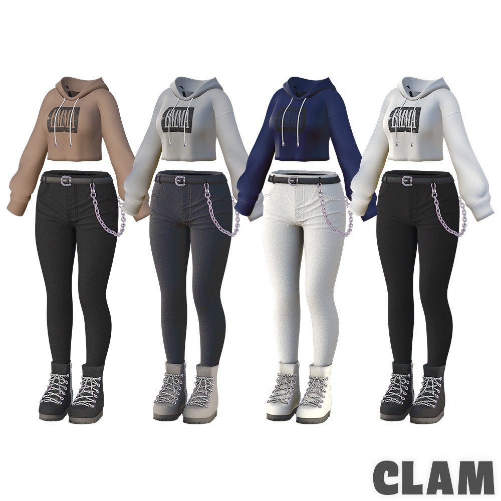 EMMA パーカー / スキニー / ブーツ【桔梗&セレスティア】