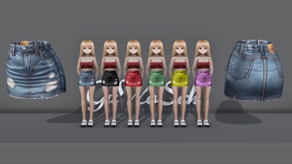 Vroid jean skirt 6 colors and a white one for custom colors