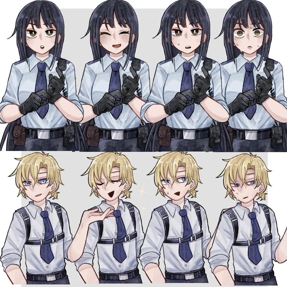 【通常立ち絵無料】男女警察官全身立ち絵
