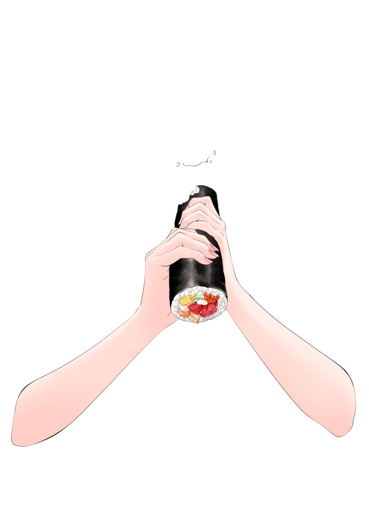 【Vtuber手素材】恵方巻を食べる手