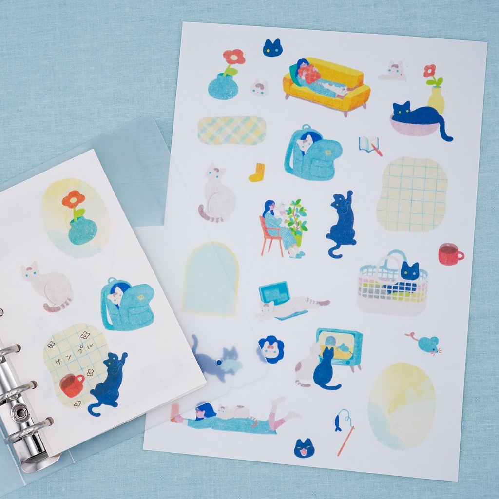 マスキングシートシール「猫とくつろぐ」