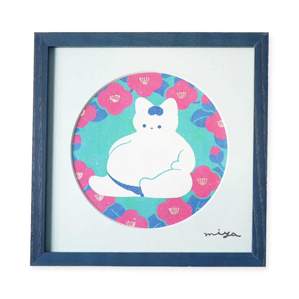 絵画「おすもうねこ」
