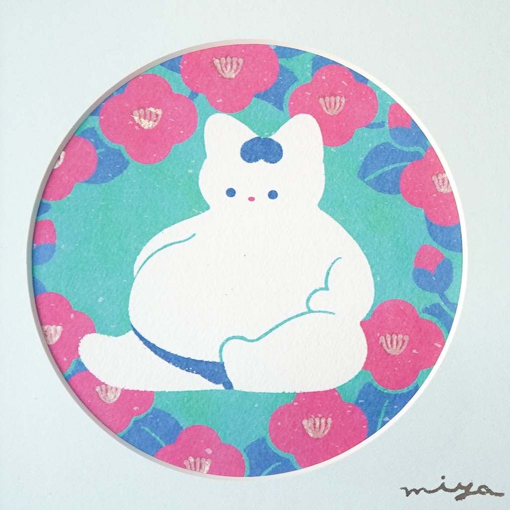 絵画「おすもうねこ」