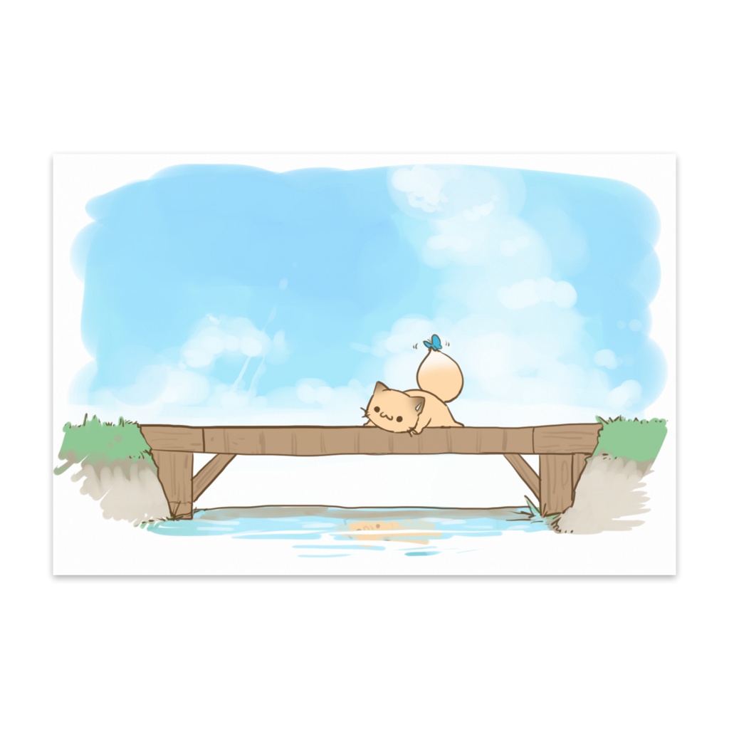 こんこんきちゅねポストカード　ちいさなかわ