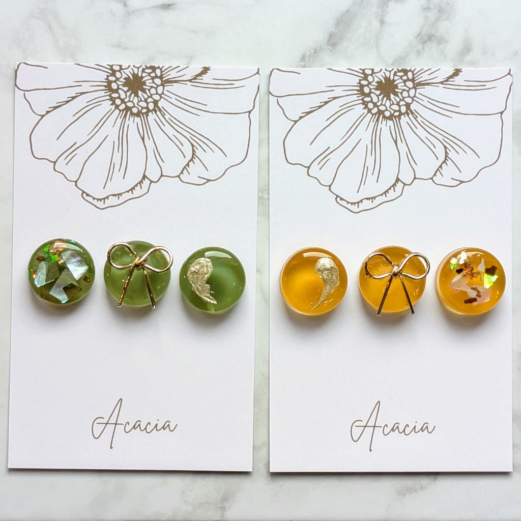【安心の匿名配送】3種の小粒イヤリング（ピアス）とどちセット💚🧡