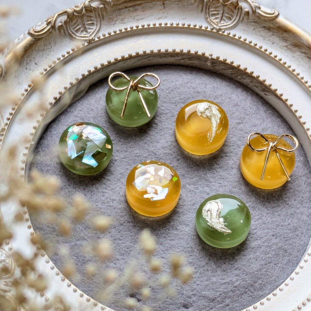 【安心の匿名配送】3種の小粒イヤリング(ピアス)とどちセット💚🧡