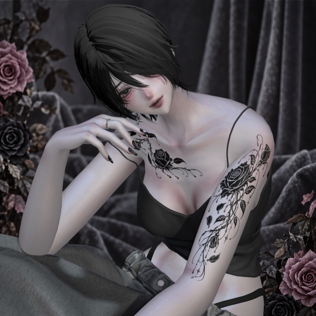 【VRChat】Noir Rose Tattoo ─ ノワールローズ ─