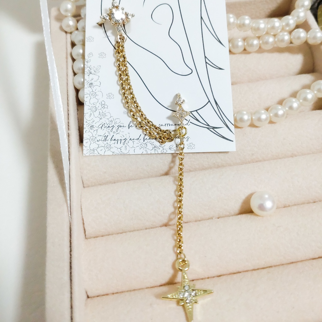 ケツイモチーフ*ピアス連結イヤーカフ(右耳用)