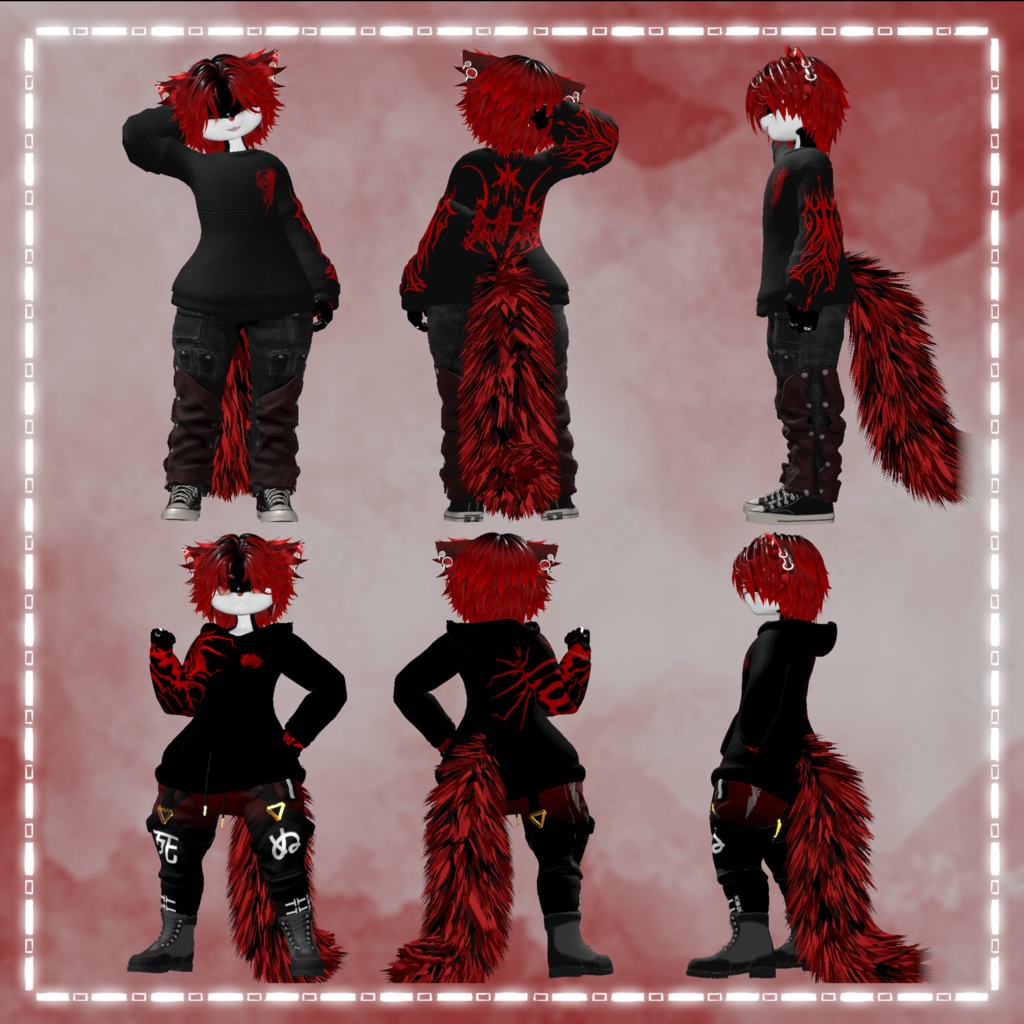「3Dモデル」Pain - PC/Quest - Furry VRChat Avatar Deira