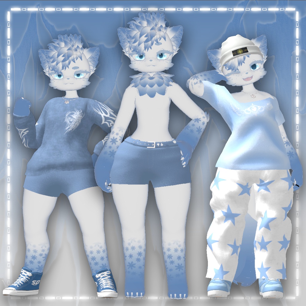 「3Dモデル」Frost - PC&Quest - Deira VRChat Furry Avatar