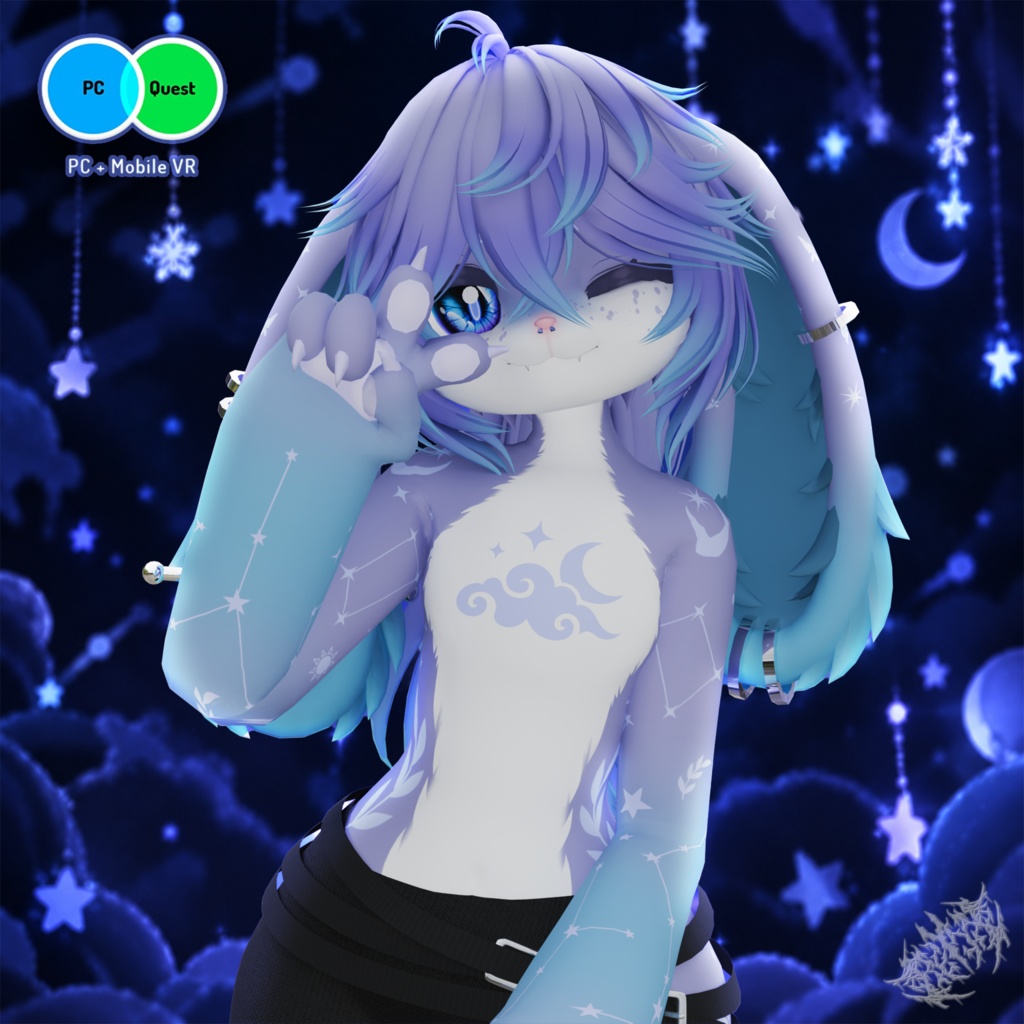 「3Dモデル」Lyra - PC & Quest - Deira Bunny VRChat Furry Avatar