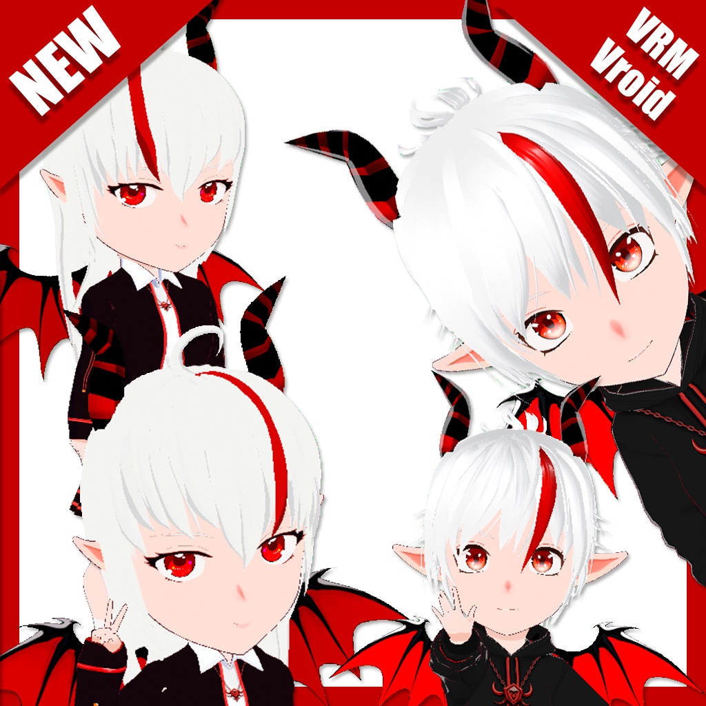 Chibi Devil Brothers - Male and Female character model 3D 【Vroid】【VRM】