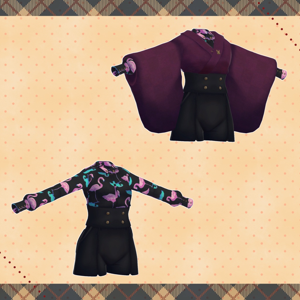 【LSbody用3Dモデル衣装】和洋折衷セットアップ