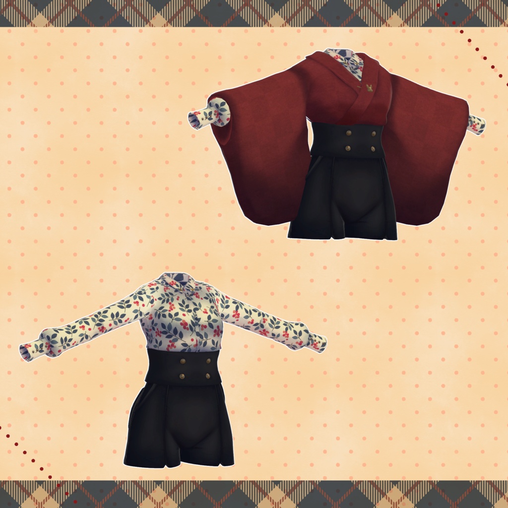【LSbody用3Dモデル衣装】和洋折衷セットアップ