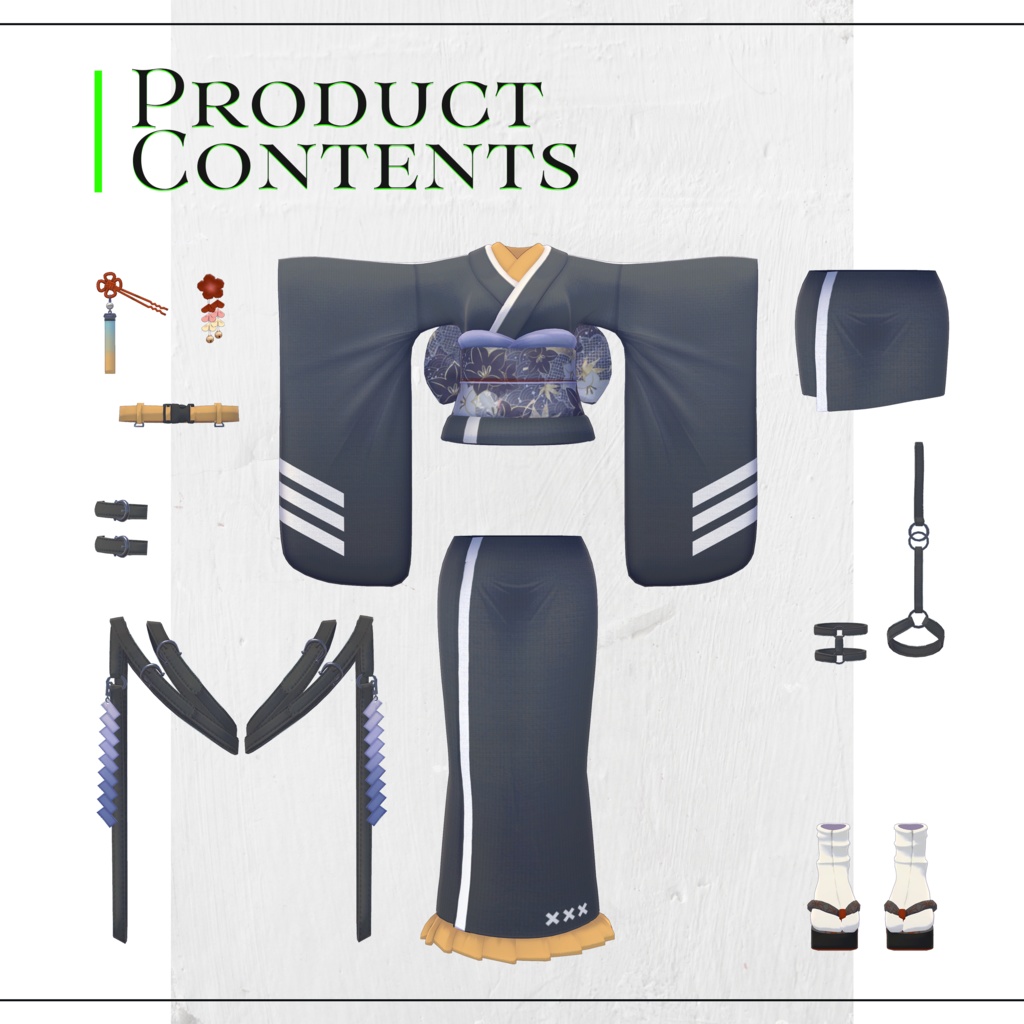 【3Dモデル衣装】サイバーパンク振袖