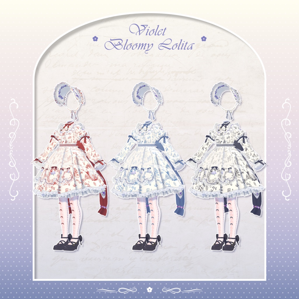✦~7/13 RELEASE SALE ✦【VRC衣装】VioletBloomyLolita Dress
