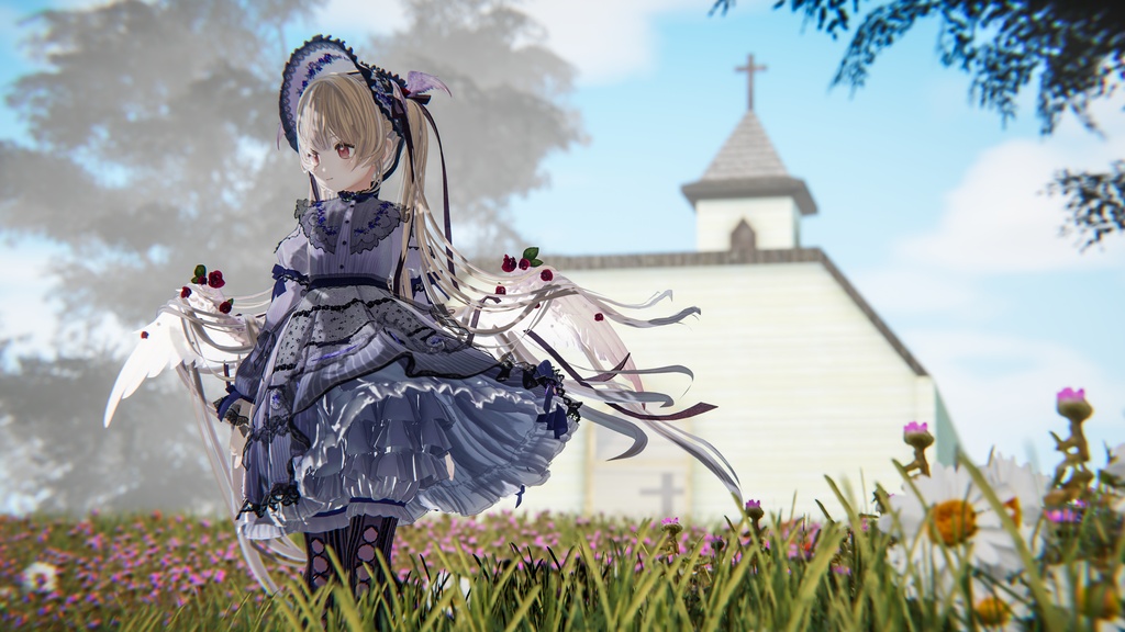 【VRC衣装】VioletBloomyLolita Dress