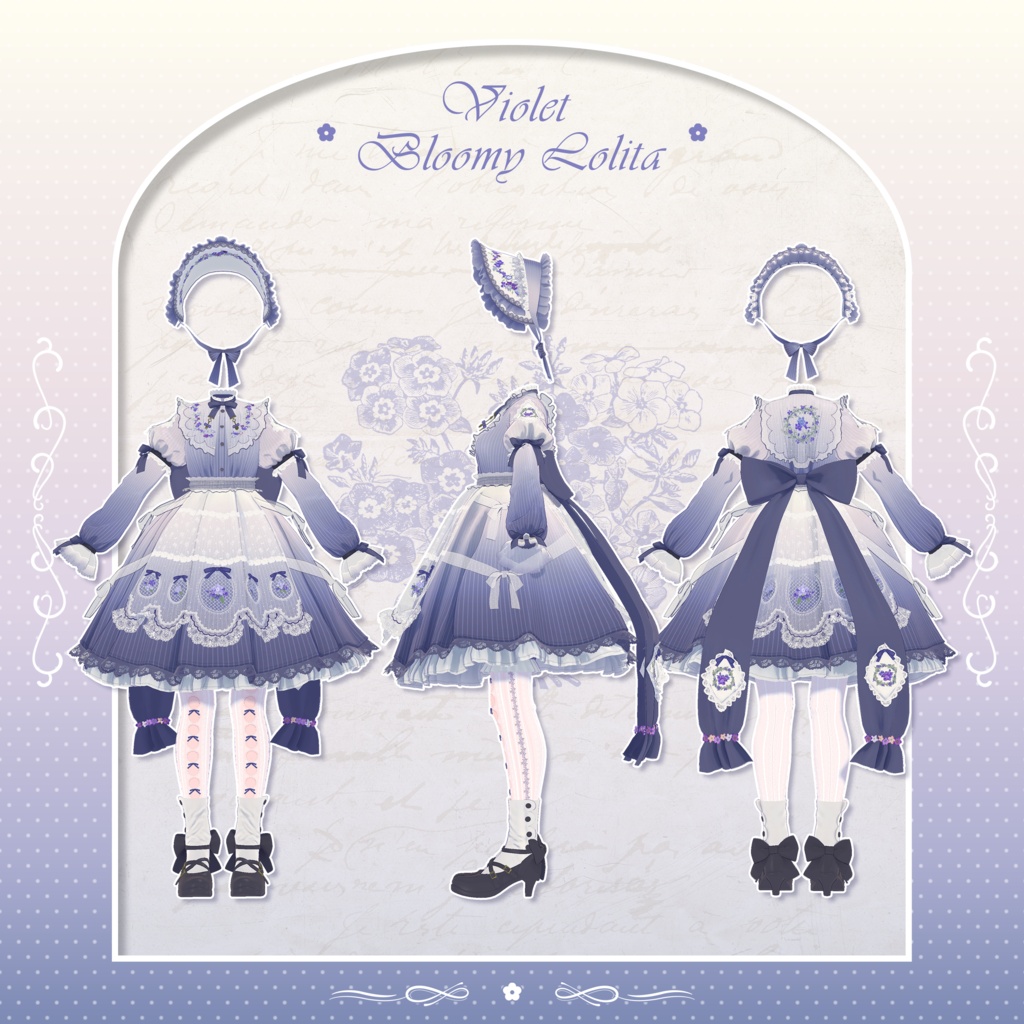 ✦~7/13 RELEASE SALE ✦【VRC衣装】VioletBloomyLolita Dress