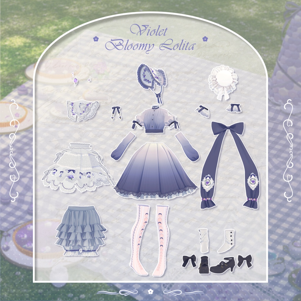 ✦~7/13 RELEASE SALE ✦【VRC衣装】VioletBloomyLolita Dress