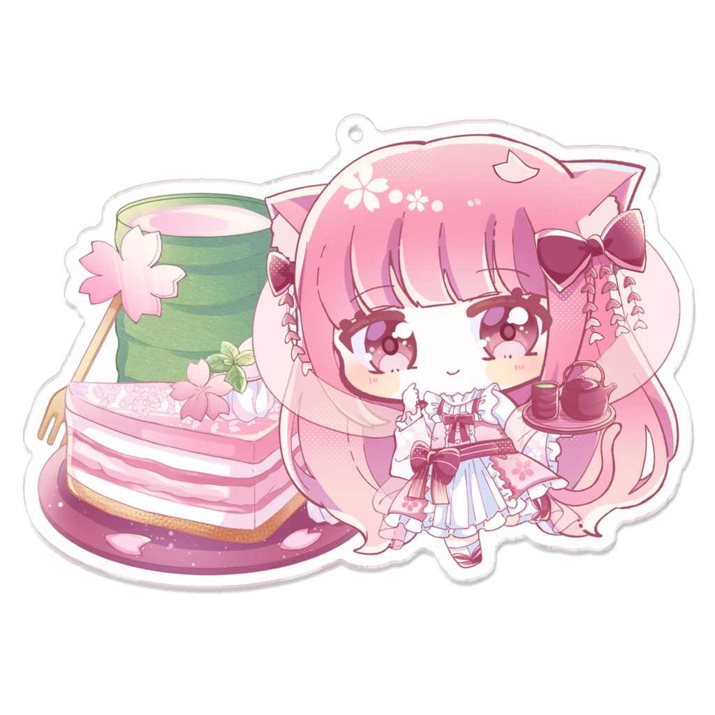 夜桜うにアクキー　桜ケーキバージョン