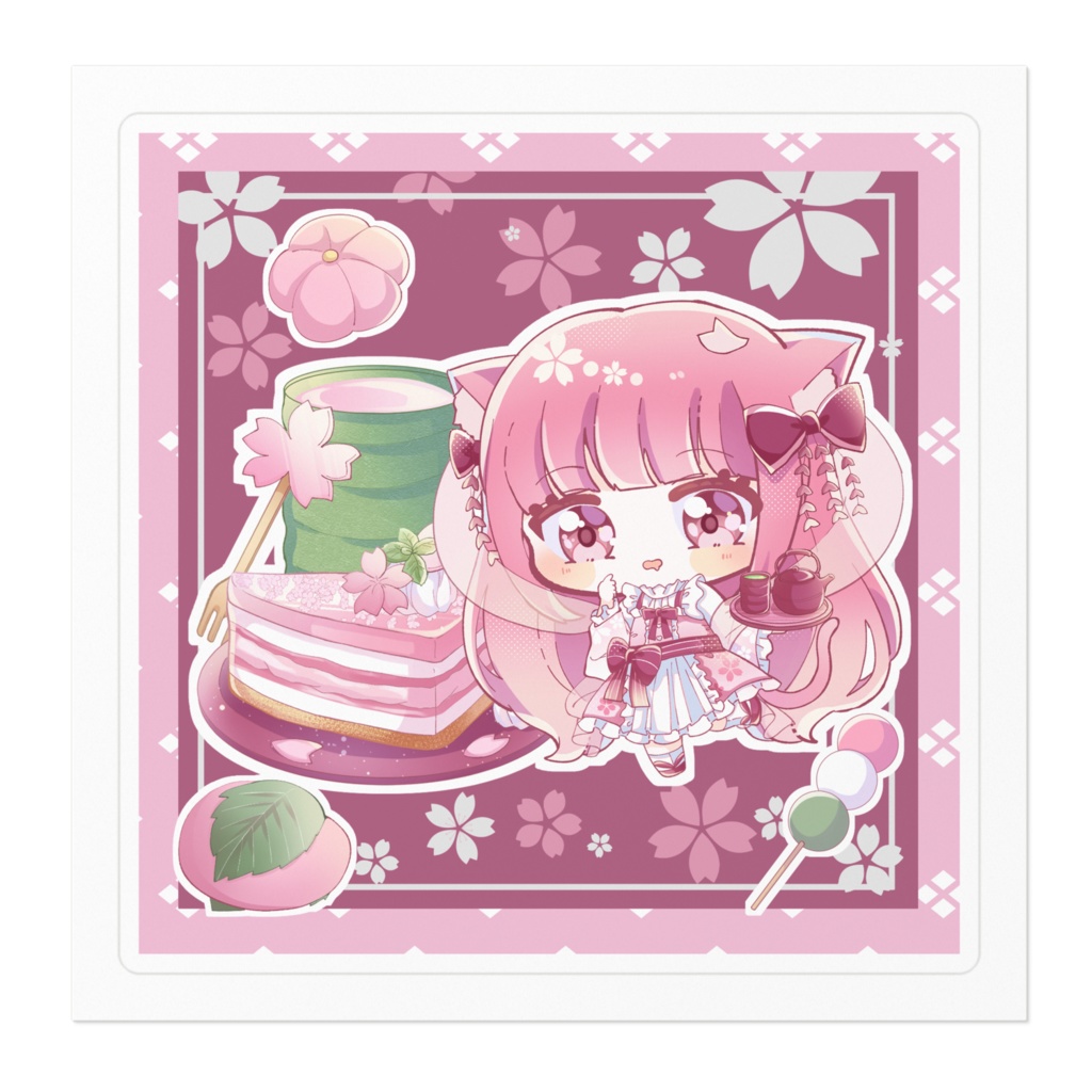 夜桜うにステッカー じゅるりバージョン