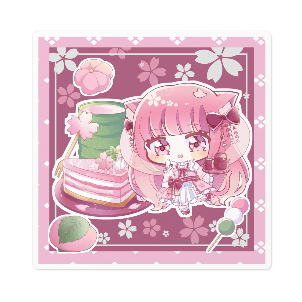 夜桜うにステッカー　じゅるりバージョン