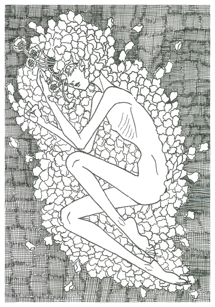 幽霊と花 白いポピー