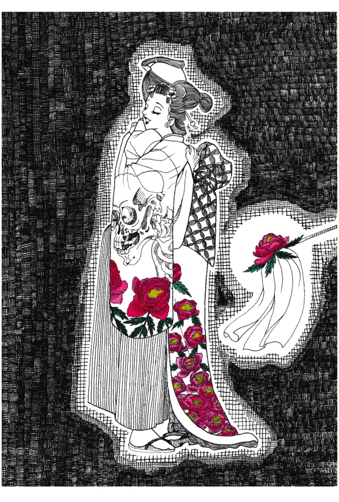 ファム・ファタール お露 牡丹 ポストカード