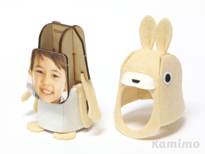 動物のフォトフレーム組み立てキット フェルトのキグルミ〜 ウサギ