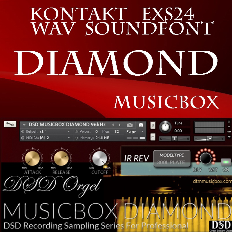 オルゴール音源Music Boxサンプルパック 『DIAMOND/ダイヤモンド』日本製オルゴール DTM用 KONTAKT/SOUNDFONT/WAV/EXS24/DSDIFF オルゴール音源 DVD-R DSD録音 ハイレゾ音源