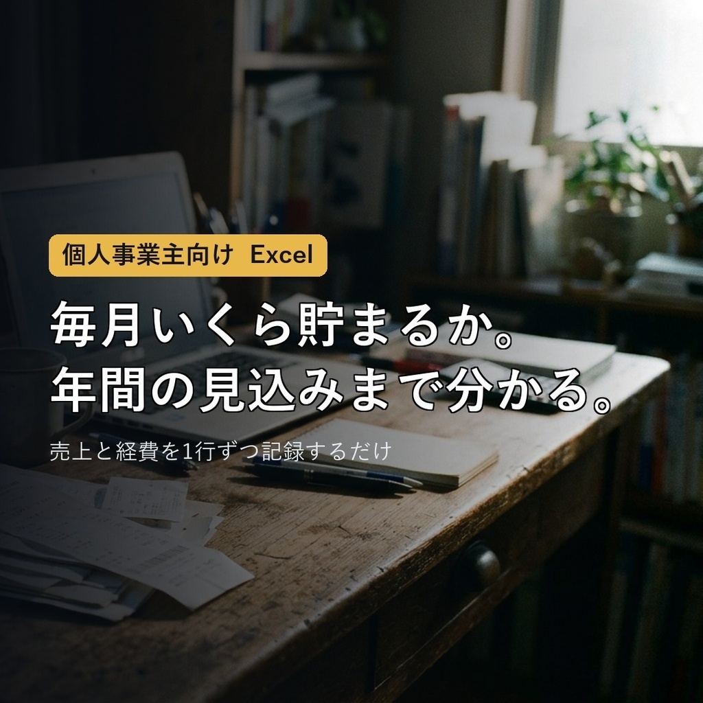 【個人事業主向け】売上と経費の記録ブック|月ごとの貯まる額と年間の見込みが自動で出る
