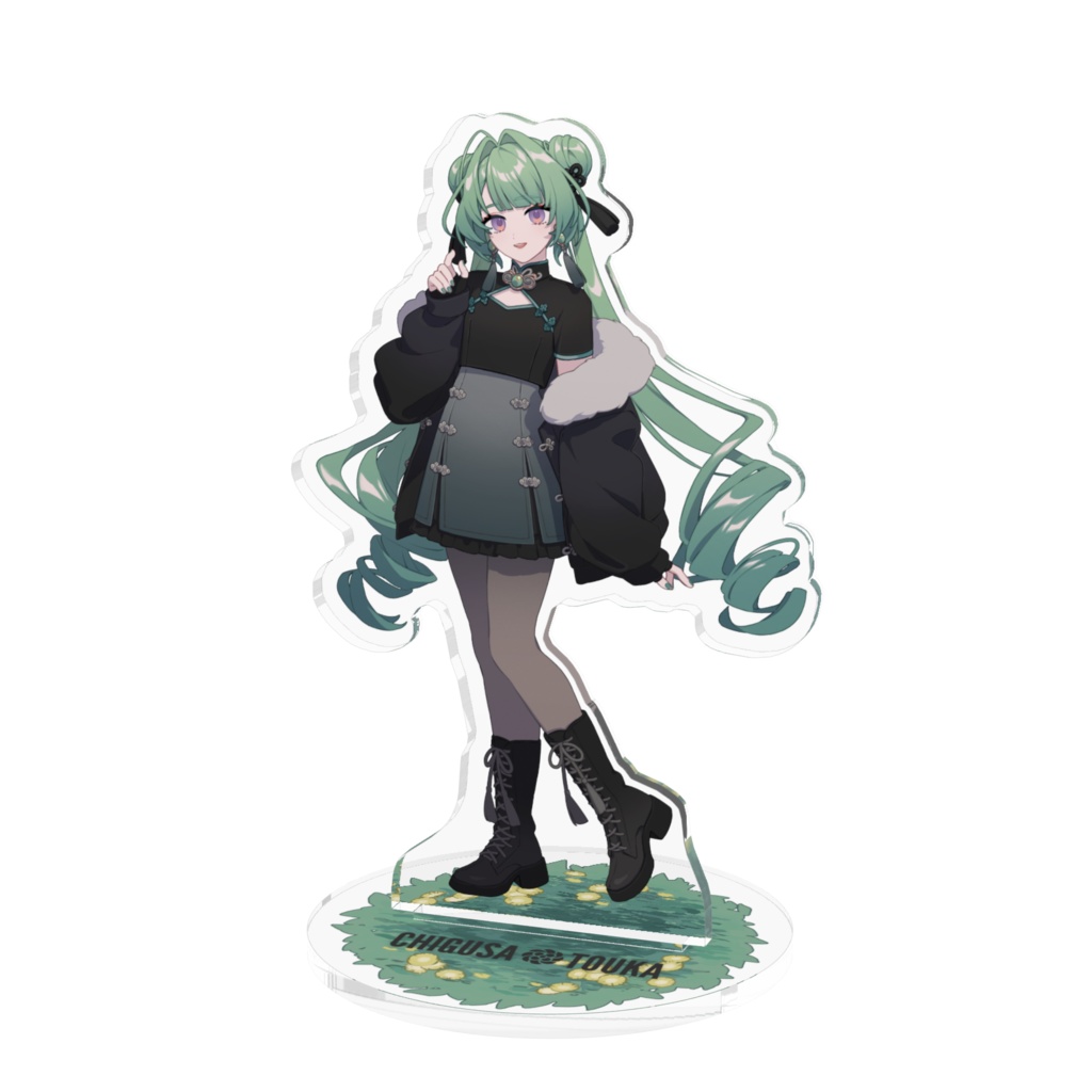 千草透花1周年記念グッズ(アクリルブロック,缶バッチ,アクリルフィギュア)