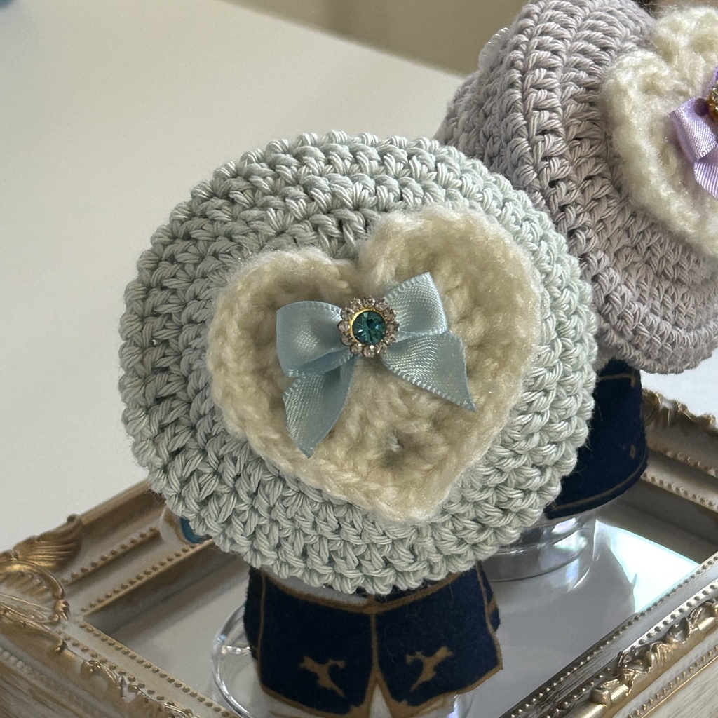 【10cmぬい用】冬限定 ふんわりハートのベレー帽