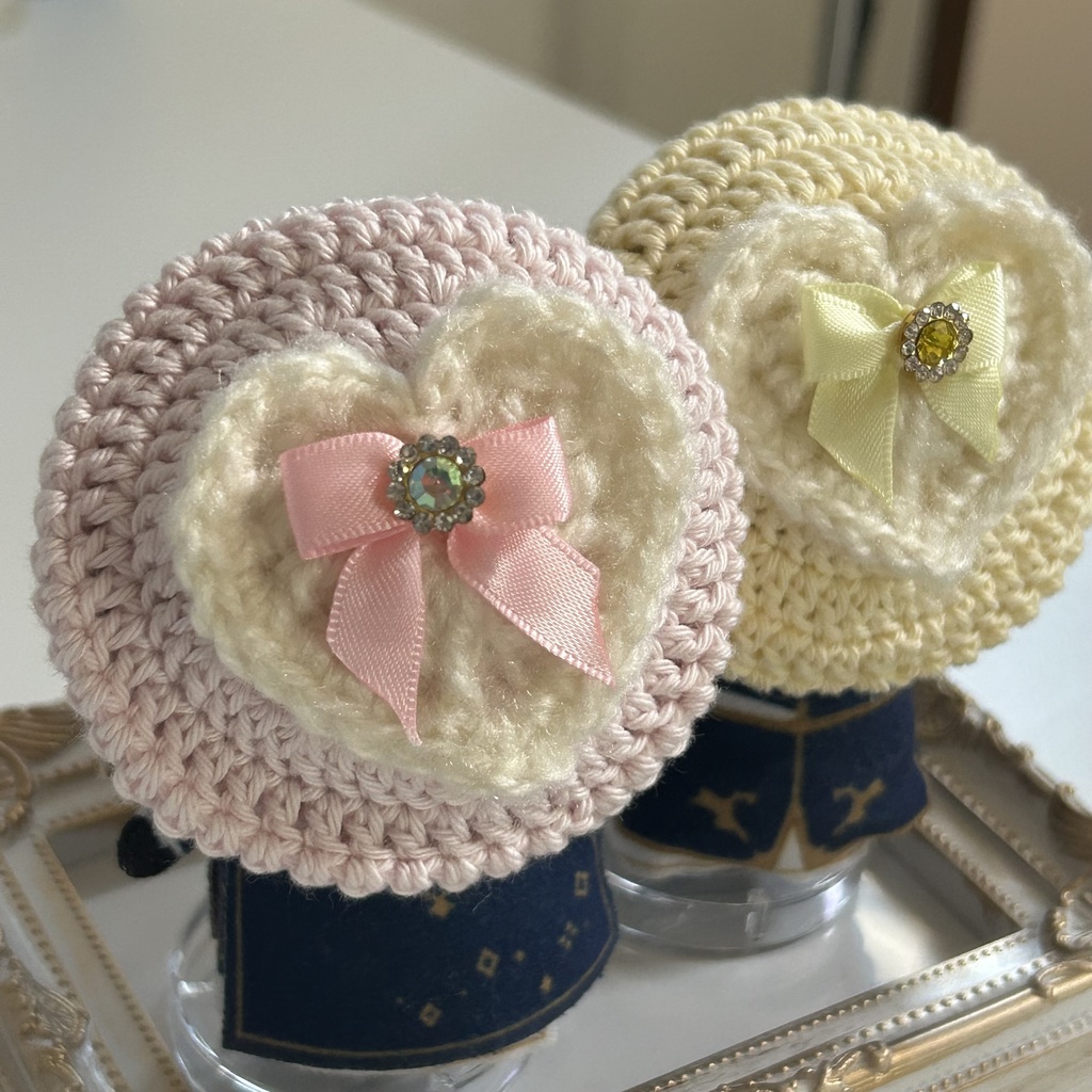 【10cmぬい用】冬限定 ふんわりハートのベレー帽