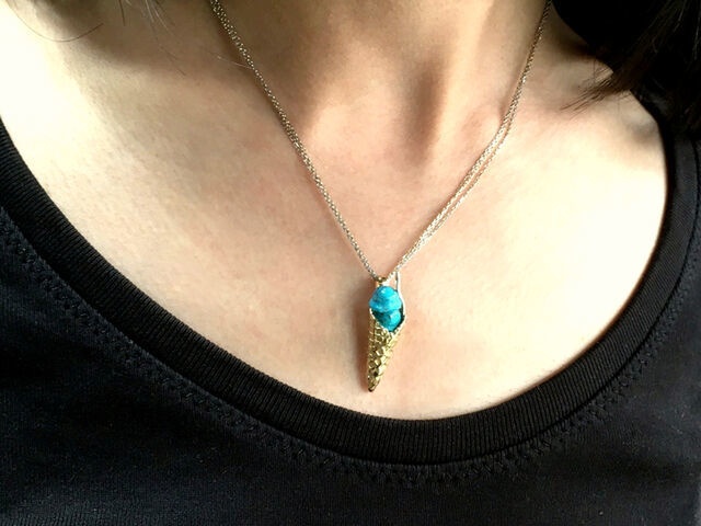 K18YGターコイズチョコミントペンダントトップ