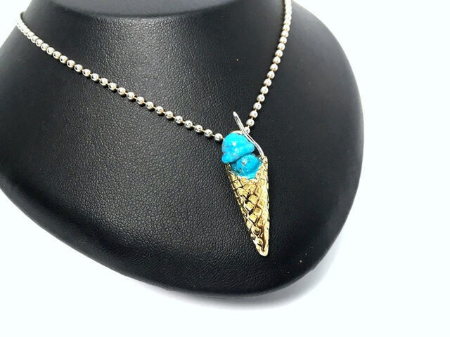 K18YGターコイズチョコミントペンダントトップ