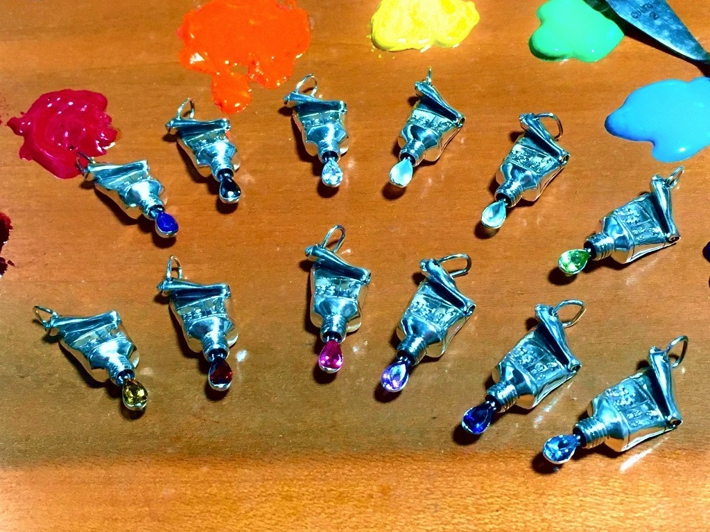 12GEM colors silver tube ペンダントトップ