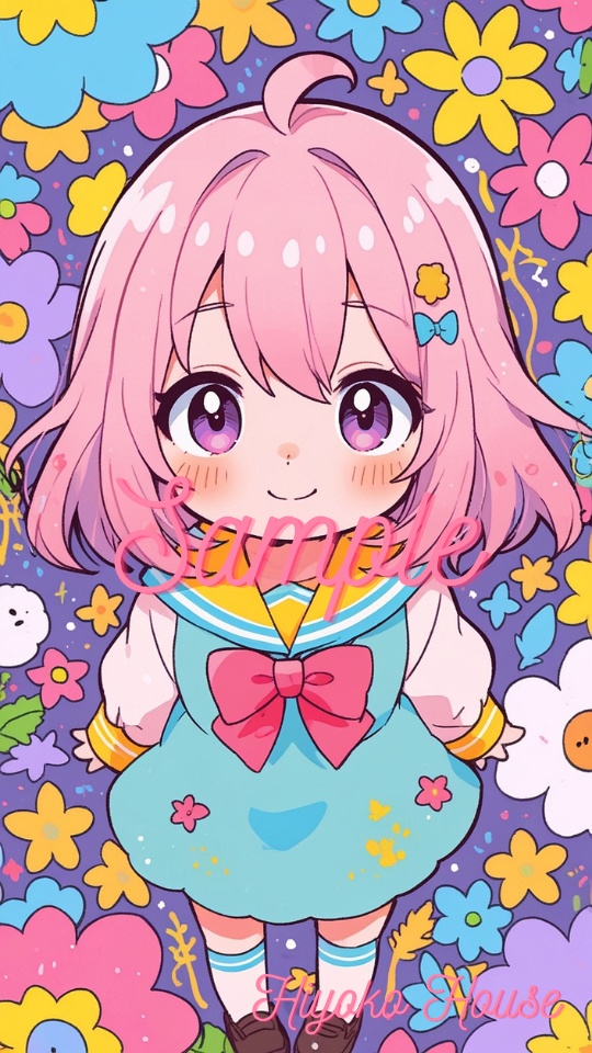 高画質スマホ壁紙 ｜可愛い女の子イラスト・girl (49)