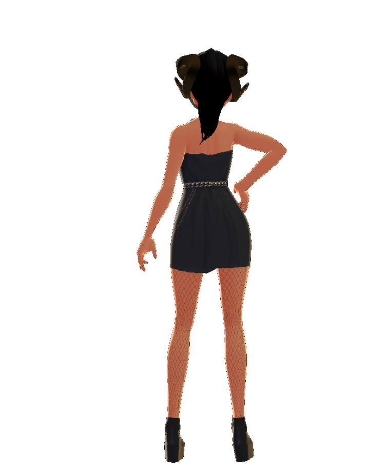 Vroid Sexy Gold Chain Black Dress