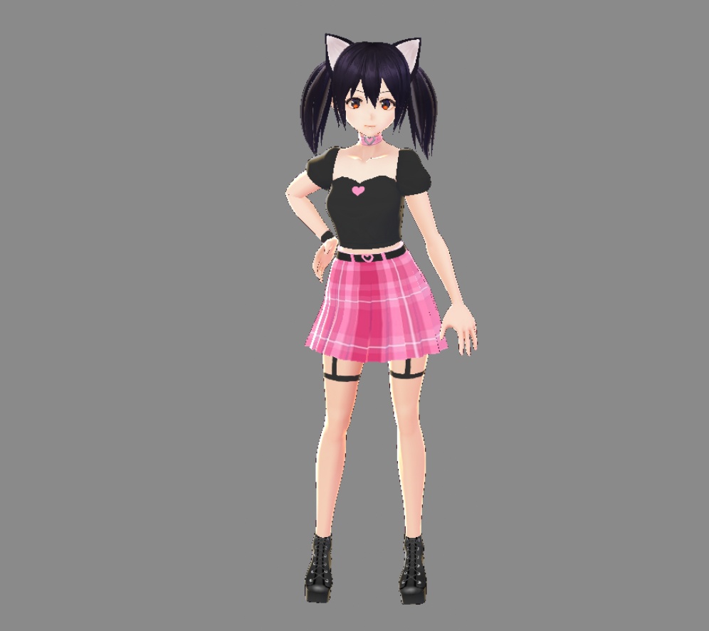 Vroid Heart Pink Plaid Outfit