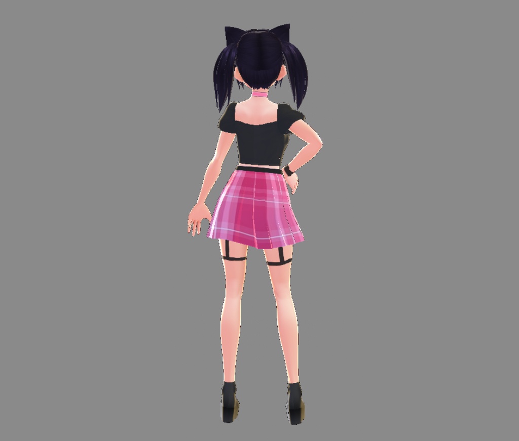 Vroid Heart Pink Plaid Outfit